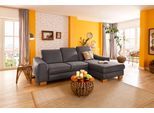 Ecksofa HOME AFFAIRE "Dundee L-Form", grau (anthrazit), B:264cm H:86cm T:170cm, Luxus-Microfaser Florence (100% Polyester);Struktur fein (100% Polyester);Luxus-Microfaser Lederoptik (100% Polyester), Sofas, Ecksofa, wahlweise mit Kopfteilverstellung und zusätzlich mit Schlaffunktion