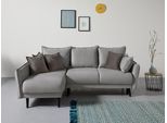 Ecksofa HOME AFFAIRE "Asra L-Form, B: 240 cm", grau, B:240cm H:95cm T:170cm, 100% Polyester, Sofas, Ecksofa, Schlaffunktion, Bettkasten, Taschen & 3 Zierkissen, Federkern