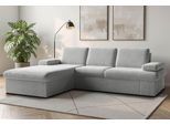 Ecksofa SIT & MORE "Moreno L-Form, B: 247 cm", grau (hellgrau), B:247cm H:82cm T:171cm, 100% Polyester, Sofas, Ecksofa, mit Armteilverstellung, optional Schlaffunktion