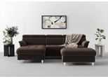 Ecksofa SIT & MORE "Marano L-Form", braun (espresso), B:257cm T:166cm, 98% Polyester, 2% Polyamid, Sofas, Ecksofa, inklusive Kopfteilverstellung, optional Schlaffunktion & Bettkasten