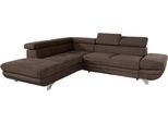 Ecksofa COTTA "Enterprise L-Form", braun (espresso), B:273cm H:72cm T:237cm, Struktur (100% Polyester );Chenille (90% Polyester; 10% Polyamid ), Sofas, Ecksofa, mit Arm- & Kopfteilverstellung, wahlweise mit Schlaffunktion