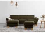 Ecksofa OTTO HOME "Lindgren L-Form", grün (khaki), B:258cm H:84cm T:169cm, 100% Polyester, Sofas, Ecksofa, wahlweise mit Bett mit klappbaren Rollen, Kasten und Kopfverstellung