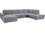 Wohnlandschaft SIT & MORE "Santorini U-Form", grau, B:340cm H:82cm T:224cm, Luxus-Microfaser ALTARA NUBUCK (100% Polyester) / Struktur (100% Polyester);Flachgewebe (100% Polyester) / Struktur (100% Polyester), Sofas, Wohnlandschaft, mit Federkern und Sitztiefenverstellung, wahlweise mit Schlaffunktion