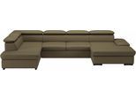 Wohnlandschaft SIT & MORE "Alcudia U-Form", grün (olive), B:349cm H:73cm T:226cm, Sofas, Wohnlandschaft, wahlweise mit Schlaffunktion