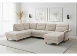Wohnlandschaft SIT & MORE "Pamela U-Form, B: 292 cm, optional Schlaffunktion & Armteilverstellung", beige (creme), B:292cm H:90cm T:212cm, 100% Polyester, Sofas, Wohnlandschaft, mit Federkern