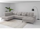 Wohnlandschaft SIT & MORE "Amica, U-Form, inkl. Sitztiefenverstellung und Armteilverstellung", silber, B:357cm H:90cm T:231cm, 90% Polyester, 10% Polyamid, Sofas, Wohnlandschaft, wahlweise mit Kopfteilverstellung, Schlaffunktion und Bettkasten