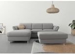 Ecksofa SIT & MORE "Apulia L-Form", grau, B:250cm H:78cm T:185cm, Webstoff (100% Polyester);Struktur weich (90% Polyester, 10% Polyamid);Luxus-Microfaser Euphoria (100% Polyester);Samtoptik (100% Polyester), Sofas, Ecksofa, wahlweise Schlaffunktion, Bettkasten und Kopf- und Armteilverstellung