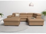 Ecksofa OTTO HOME "Alberto L-Form", braun (cappucino), B:272cm H:73cm T:226cm, Luxus-Microfaser Lederoptik (100% Polyester);Luxus-Microfaser weich (9)0% Polyester / 10% Polyamid;Luxus-Microfaser Vintageoptik (100% Polyester);Microfaser Antiklederoptik (100% Polyester), Sofas, Ecksofa, mit Kopfteilverstellung, wahlweise mit Schlaffunktion