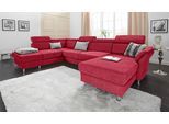 Wohnlandschaft SIT & MORE "Avignon U-Form", rot, B:331cm H:97cm T:228cm, Flachgewebe (90% Polyester, 10% Polyamid);Luxus-Microfaser (100% Polyester);Struktur (100% Polyester), Sofas, Wohnlandschaft, optional Schlaffunktion & Stauraum, inklusive Kopfteilverstellung