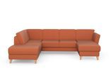 Wohnlandschaft SIT & MORE "Visby U-Form", orange (terra), B:303cm H:87cm T:213cm, Sofas, Wohnlandschaft, wahlweise mit Schlaffunktion und Stauraum, frei im Raum stellbar