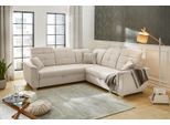Ecksofa JOCKENHÖFER GRUPPE "Udine L-Form, B: 263 cm", beige, B:263cm T:100cm, Korpus: 100% Polyester;Kissen: 45% Polyacryl, 24% Leinen, 19% Polyester, 12% Leinen, Sofas, Ecksofa, mit Schlaffunktion, Bettkasten, Kopfteilverstellung & Zierkissen
