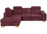 Ecksofa HOME AFFAIRE "Dundee L-Form", rot (bordeaux), B:263cm H:86cm T:219cm, Luxus-Microfaser Florence (100% Polyester), Sofas, Ecksofa, wahlweise mit Kopfteilverstellung und zusätzlich mit Schlaffunktion
