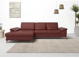 Ecksofa OTTO HOME "Costello L-Form, B: 301 cm mit Sitztiefen-, Armteilverstellung &", rot (merlot), B:301cm H:89cm T:176cm, Luxus-Microfaser (90% Polyester, 10% Polyamid);Samtoptik (100% Polyester), Sofas, Ecksofa, 3 Nierenkissen, optional Schlaffunktion & Bettkasten