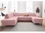 Wohnlandschaft SIT & MORE "Picasso U-Form", rosa (flamingo), B:294cm H:80cm T:196cm, Luxus-Microfaser ALTARA NUBUCK (100% Polyester) / Struktur fein (100% Polyester);Luxus-Microfaser ALTARA NUBUCK (100% Polyester);Luxus-Microfaser ALTARA NUBUCK (100% Polyester) / Struktur (100% Polypropylen), Sofas, Wohnlandschaft, wahlweise mit Schlaffunktion und Bettkasten