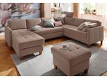 Wohnlandschaft HOME AFFAIRE "Earl U-Form", beige (dunkelbeige), B:292cm H:80cm T:204cm, Struktur fein (100% Polyester);Luxus-Microfaser ALTARA NUBUCK (100% Polyester);Luxus-Microfaser in Lederoptik (100% Polyester), Sofas, Wohnlandschaft, wahlweise auch mit Schlaffunktion oder Schlaffunktion mit Bettkasten
