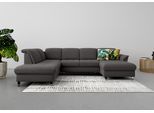 Wohnlandschaft SIT & MORE "Maggiore U-Form", grau (fango), B:312cm T:224cm, 95% Polyester, 5% Polyamid, Sofas, Wohnlandschaft, wahlweise mit Kopfteilverstellung, Schlaffunktion und Stauraum