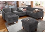 Wohnlandschaft HOME AFFAIRE "Earl U-Form", grau (anthrazit), B:292cm H:80cm T:204cm, Struktur fein (100% Polyester);Luxus-Microfaser ALTARA NUBUCK (100% Polyester);Luxus-Microfaser in Lederoptik (100% Polyester), Sofas, Wohnlandschaft, wahlweise auch mit Schlaffunktion oder Schlaffunktion mit Bettkasten