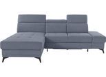 Ecksofa OTTO HOME "Cardiz L-Form", blau (blaugrau), B:246cm H:83cm T:173cm, Webstoff (100% Polyester);Luxus-Microfaser Paris (90% Polyester/10% Polyamid);Struktur fein (100% Polyester);Samtoptik (100% Polyester), Sofas, Ecksofa, inkl.Kopfteilverstellung und Federkern wahlweise mit Schlaffunktion