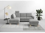 Ecksofa HOME AFFAIRE "Summer L-Form", silber, B:236cm H:91cm T:170cm, 100% Polyester, Sofas, Ecksofa, mit Ottomane, wahlweise mit Schlaffunktion und Bettkasten, Cord-Bezug