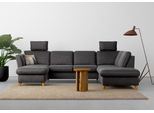 Wohnlandschaft HOME AFFAIRE "Trelleborg U-Form", grau, B:307cm H:86cm T:213cm, 100% Polyester, Sofas, Wohnlandschaft, optional Schlaffunktion und Bettkasten, inkl. Federkern-Polsterung