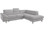 Ecksofa COTTA "Driver L-Form", grau, B:266cm H:73cm T:214cm, Struktur (100% Polyester);Chenille (90% Polyester, 10% Polyamid), Sofas, Ecksofa, mit Kopfteilverstellung, wahlweise mit Schlaffunktion & Bettkasten