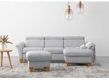 Ecksofa OTTO HOME "Lindgren L-Form", silber, B:258cm H:84cm T:169cm, 100% Polyester, Sofas, Ecksofa, wahlweise mit Bett mit klappbaren Rollen, Kasten und Kopfverstellung