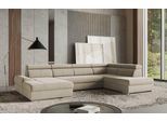 Wohnlandschaft SIT & MORE "U-Form", beige (sand), B:345cm H:79cm T:213cm, 100% Polyester, Sofas, Wohnlandschaft, mit verstellbaren Kopfteilen, wahlweise mit Schlaffunktion