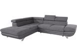 Ecksofa COTTA "Enterprise L-Form", grau (stone), B:273cm H:72cm T:237cm, Struktur (100% Polyester );Chenille (90% Polyester; 10% Polyamid ), Sofas, Ecksofa, mit Arm- & Kopfteilverstellung, wahlweise mit Schlaffunktion