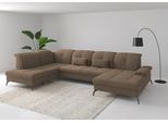 Wohnlandschaft SIT & MORE "Amica, U-Form, inkl. Sitztiefenverstellung und Armteilverstellung", braun (hellbraun), B:357cm H:90cm T:231cm, 100% Polyester, Sofas, Wohnlandschaft, wahlweise mit Kopfteilverstellung, Schlaffunktion und Bettkasten