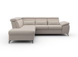 Ecksofa SIT & MORE "Cabrio L-Form, B: 274 cm, mit Sitztiefen-, Arm- & Kopfteilverstellung", grau (elephant), B:274cm H:87cm T:230cm, 100% Polyester, Sofas, Ecksofa, 3 Nierenkissen, Federkern, optional Schlaffunktion und Stauraum