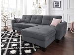 Ecksofa SIT & MORE "Varese L-Form", grau (dunkelgrau), B:253cm H:91cm T:167cm, Bedruckte Microfaser (100% Polyester);Luxus-Microfaser ALTARA NUBUCK (100% Polyester);Struktur (100% Polypropylen), Sofas, Ecksofa, mit Federkern, wahlweise mit Schlaffunktion und Stauraum