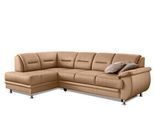 Ecksofa SIT & MORE "Mailand L-Form, B: 250 cm, Komfortsitzhöhe 46 cm", braun (café), B:250cm H:85cm T:164cm, Luxus-Kunstleder;Kunstleder Softlux;NaturLEDER (echtes Rindleder)/Korpus passendes Kunstleder Softlux;Luxus-Microfaser Altara Nubuck (100% Polyester), Sofas, Ecksofa, mit Schlaffunktion, Eckcouch in Kunstleder & Stoff