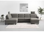 Wohnlandschaft SIT & MORE "Farö U-Form", braun (schlamm), B:325cm H:90cm T:187cm, Sofas, Wohnlandschaft, inklusive Federkern, wahlweise mit Schlaffunktion und Bettkasten