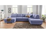 Wohnlandschaft SIT & MORE "Santorini U-Form", blau, B:340cm H:82cm T:224cm, Luxus-Microfaser ALTARA NUBUCK (100% Polyester) / Struktur (100% Polyester);Flachgewebe (100% Polyester) / Struktur (100% Polyester), Sofas, Wohnlandschaft, mit Federkern und Sitztiefenverstellung, wahlweise mit Schlaffunktion