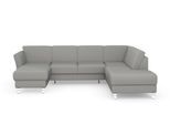 Wohnlandschaft SIT & MORE "Visby U-Form", silber, B:303cm H:87cm T:213cm, Sofas, Wohnlandschaft, Wahlweise mit Schlaffunktion und Stauraum, frei im Raum stellbar