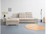 Ecksofa COTTA "Holiday L-Form mit Sitztiefen-, Armteil- und Kopfteilverstellung", beige, B:302cm H:86cm T:190cm, 100% Polyester, Sofas, Ecksofa, wahlweise mit Schlaffunktion & Bettkasten