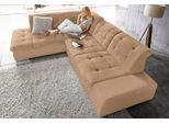 Ecksofa SIT & MORE "Pale L-Form", braun (macchiato), B:280cm H:84cm T:227cm, SOFTLUX-Kunstleder im Korpus, Sitz und Rücken in Softstruktur (80% Polyester, 20% Polyamid);Softstruktur (80% Polyester, 20% Polyamid);Luxus-Kunstleder, Sofas, Ecksofa, inklusive Kopfteilverstellung, wahlweise mit Schlaffunktion