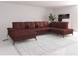 Wohnlandschaft SIT & MORE "Amica, U-Form, inkl. Sitztiefenverstellung und Armteilverstellung", rot (merlot), B:357cm H:90cm T:231cm, Sofas, Wohnlandschaft, wahlweise mit Kopfteilverstellung, Schlaffunktion und Bettkasten