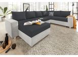 Wohnlandschaft COLLECTION AB "Paris U-Form, B: 310 cm", silber (hellgrau, anthrazit), B:310cm H:85cm T:212cm, Kunstleder SOFTLUX / Struktur (100% Polyester);Microfaser PRIMABELLE (100% Polyester);Zierkissen: 100% Polyester;Microfaser PRIMABELLE (100% Polyester) / Struktur (100% Polyester), Sofas, Wohnlandschaft, Zierkissen & Federkern, optional Schlaffunktion & Bettkasten