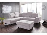 Ecksofa OTTO HOME "Cornwall L-Form", silber, B:283cm H:84cm T:253cm, Struktur fein (100% Polyester);Luxus-Microfaser weich (90% Polyester, 10% Polyamid), Sofas, Ecksofa, mit Sitztiefenverstellung, Schlaffunktion & Kopfteilverstellung