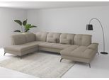 Wohnlandschaft SIT & MORE "Amica, U-Form, inkl. Sitztiefenverstellung und Armteilverstellung", grau (taupe), B:357cm H:90cm T:231cm, 95% Polyester, 5% Polyamid, Sofas, Wohnlandschaft, wahlweise mit Kopfteilverstellung, Schlaffunktion und Bettkasten