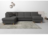 Wohnlandschaft HOME AFFAIRE "Palmera U-Form, B: 308 cm", braun (mocca), B:308cm H:89cm T:212cm, Luxus-Microfaser (100% Polyester);Struktur (100% Polyester);Luxus-Microfaser in Lederoptik (100% Polyester), Sofas, Wohnlandschaft, optional Schlaffunktion & Bettkasten, Federkern