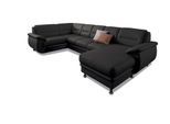 Wohnlandschaft SIT & MORE "Mailand U-Form, B: 312 cm", schwarz, B:312cm H:85cm T:179cm, NaturLEDER (echtes Rindleder)/Korpus passendes Kunstleder Softlux;Luxus-Microfaser Altara Nubuck (100% Polyester);Kunstleder Softlux;Luxus-Kunstleder, Sofas, Wohnlandschaft, optional Schlaffunktion