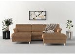Ecksofa SIT & MORE "Marano L-Form", braun (macciato), B:257cm T:166cm, 100% Polyester, Sofas, Ecksofa, inklusive Kopfteilverstellung, optional Schlaffunktion & Bettkasten