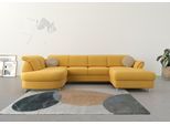 Wohnlandschaft SIT & MORE "Apulia U-Form", gelb (mustard), B:304cm H:78cm T:192cm, Webstoff (100% Polyester);Struktur weich (90% Polyester, 10% Polyamid);Luxus-Microfaser Euphoria (100% Polyester), Sofas, Wohnlandschaft, wahlweise Schlaffunktion, Bettkasten und Kopf- und Armteilverstellung