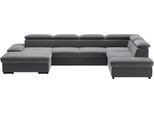 Wohnlandschaft SIT & MORE "Alcudia U-Form", grau, B:349cm H:73cm T:226cm, 98% Polyester, 2% Polyamid, Sofas, Wohnlandschaft, wahlweise mit Schlaffunktion