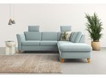 Ecksofa HOME AFFAIRE "Trelleborg L-Form", blau (aqua), B:252cm H:86cm T:213cm, 100% Polyester, Sofas, Ecksofa, Federkern-Polsterung, wahlweise mit Schlaffunktion und Stauraum