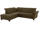 Ecksofa OTTO HOME "Solvei L-Form", grün (oliv), B:260cm H:104cm T:235cm, Luxus-Microfaser Lederoptik (100% Polyester);Struktur (100% Polyester);Luxus-Microfaser ALTARA NUBUCK (100% Polyester), Sofas, Ecksofa, wahlweise auch mit Kopfteilverstellung und Schlaffunktion, Federkern