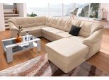 Wohnlandschaft SIT & MORE "Savona U-Form, B: 320 cm", beige (creme), B:320cm H:90cm T:211cm, Luxus-Kunstleder;Primabelle-Microfaser;NaturLederKorpus ist mit passendem Luxus-Kunstleder bezogen. Bitte beachten Sie, dass Lederbezüge mehr Nähte aufweisen als Stoffbezüge;Struktur, Sofas, Wohnlandschaft, optional Schlaffunktion, Federkern
