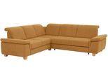 Ecksofa HOME AFFAIRE "Dalia L-Form", gelb (senf), B:256cm H:83cm T:236cm, Luxus-Microfaser Florence (100% Polyester);Luxus-Microfaser weich (90% Polyester, 10% Polyamid);Webstoff (100% Polyester), Sofas, Ecksofa, mit Federkernpolsterung, wahlweise mit Schlaffunktion, Bettkasten